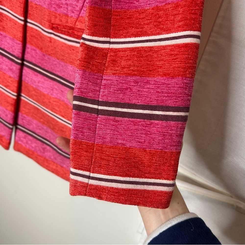 Banana Republic Pink Stripe Collarless Coat Blazer Size Small Petite - Picture 12 of 14